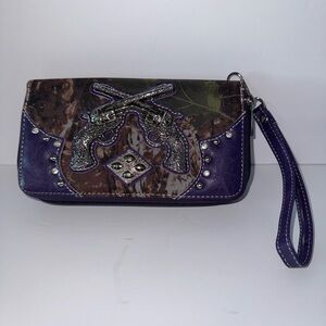 Purple Camouflage Women's Wristlet